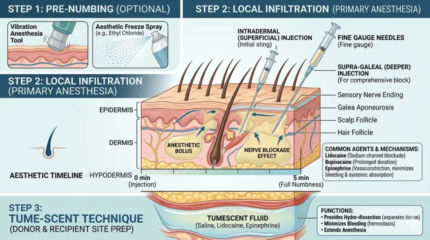Hair Transplant Anesthesia steps