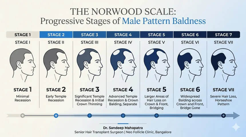 Male Pattern Baldness Progession Norwood Scale