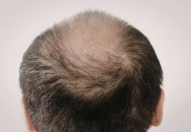 Thinning at the crown with visible scalp.