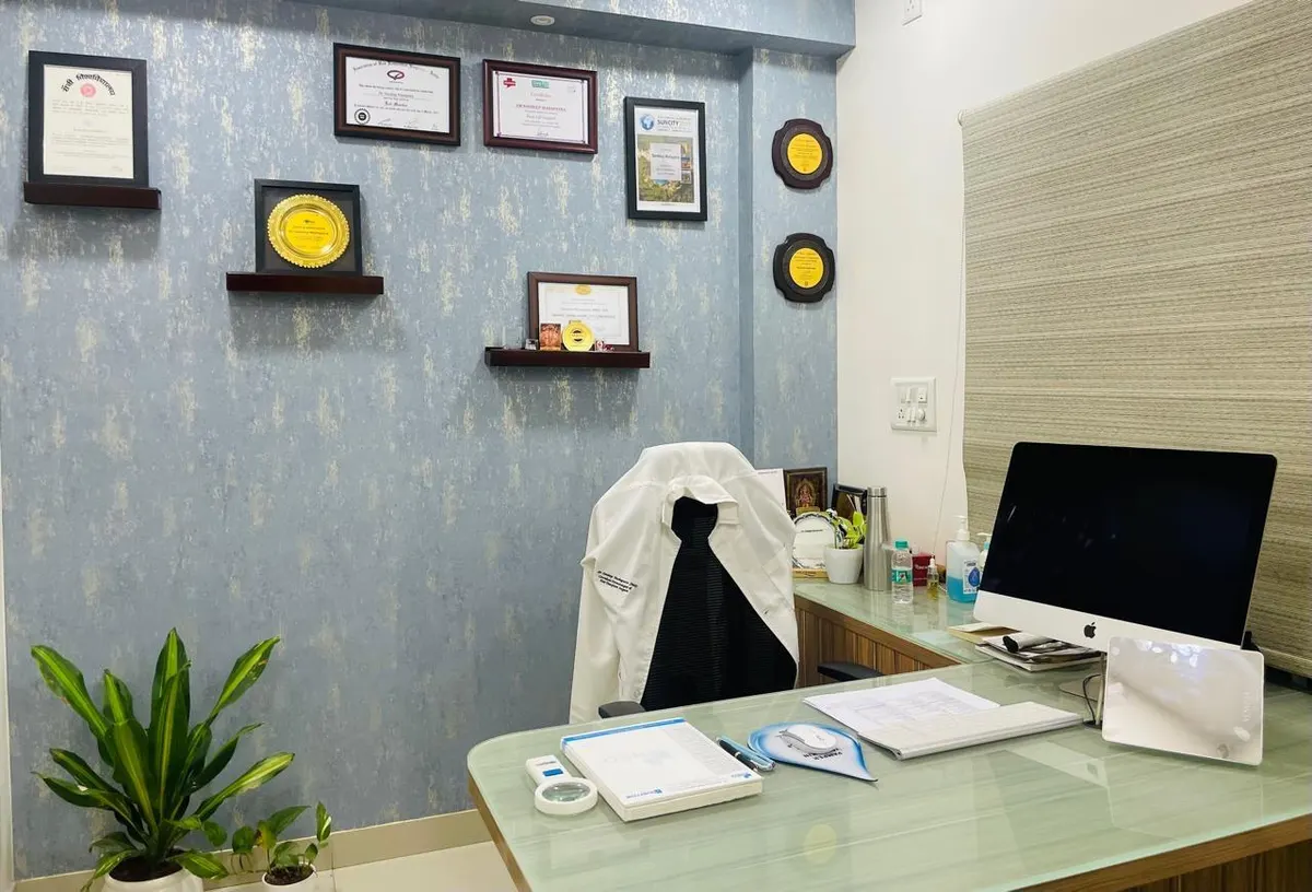 A consulting room at Neo Follicle Hair Transplant Clinic, Bangalore.